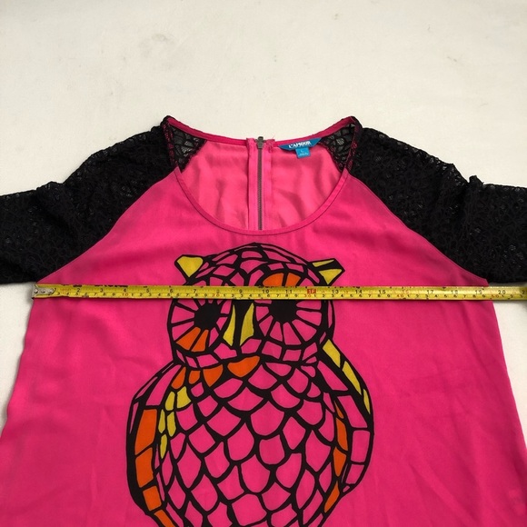 L’Amour Nanette Lepore pink and black owl blouse L - Picture 7 of 8
